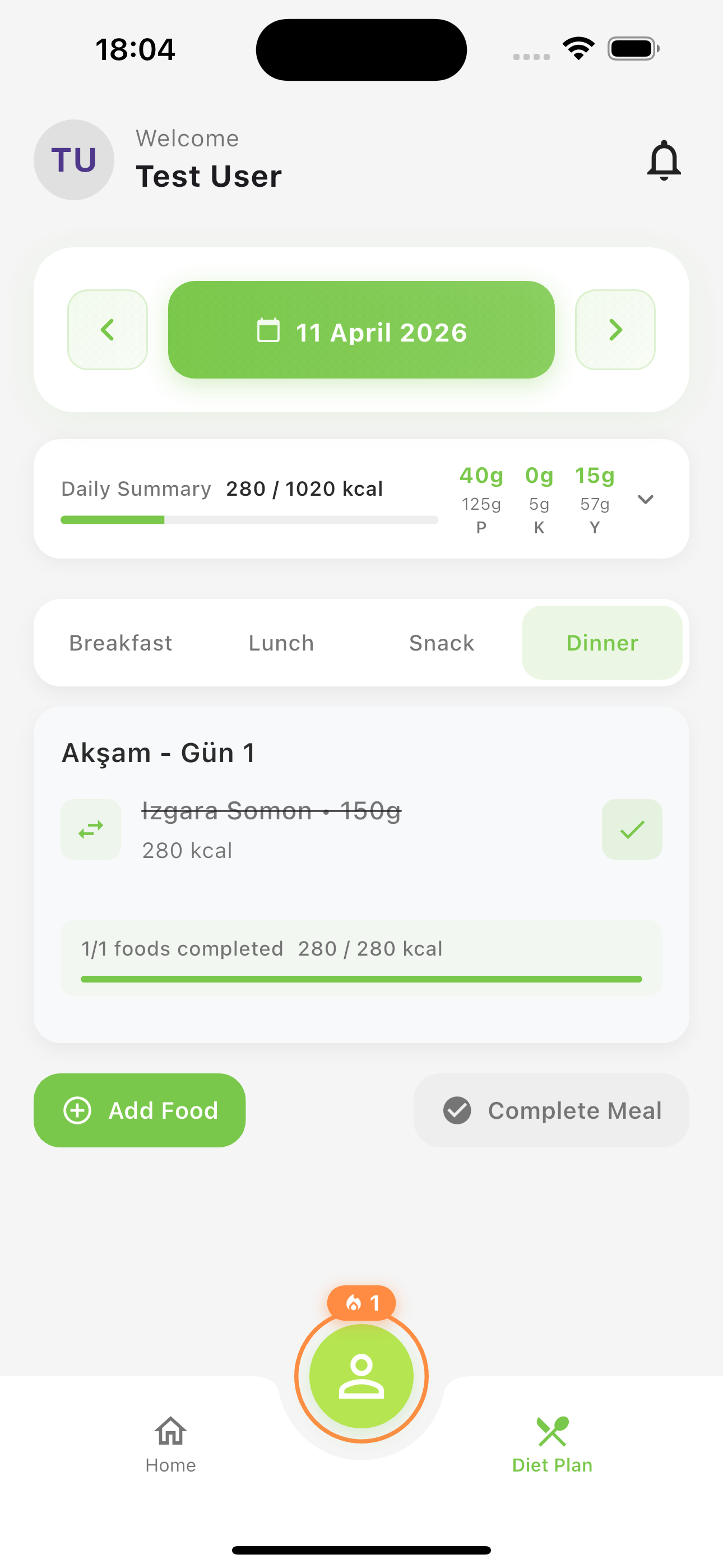 Mobile app screen